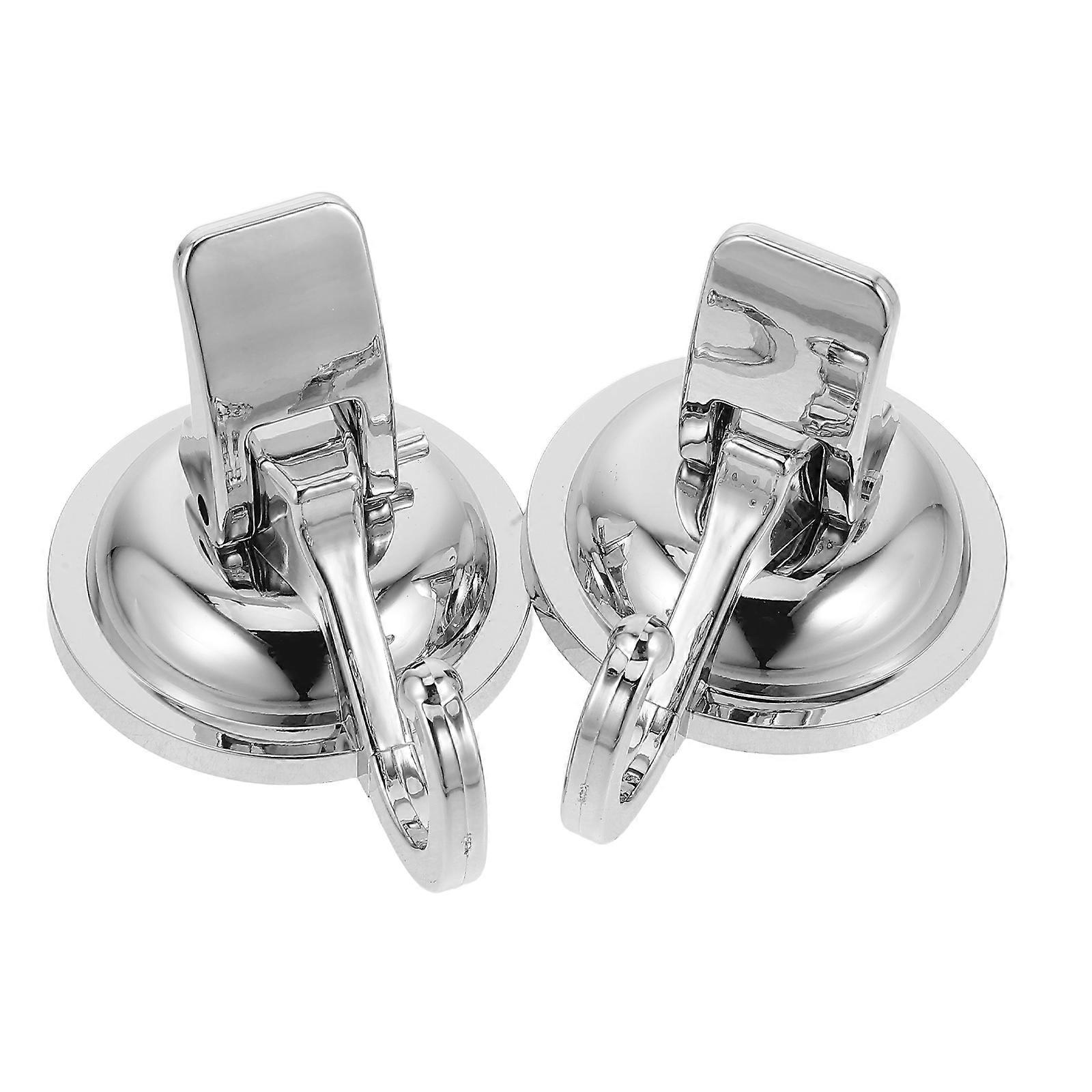 Kitchen Suction Cup Hook Towel Hanger Wall Mounting Reusable 8.5X6CM Silver ABS 2Pack