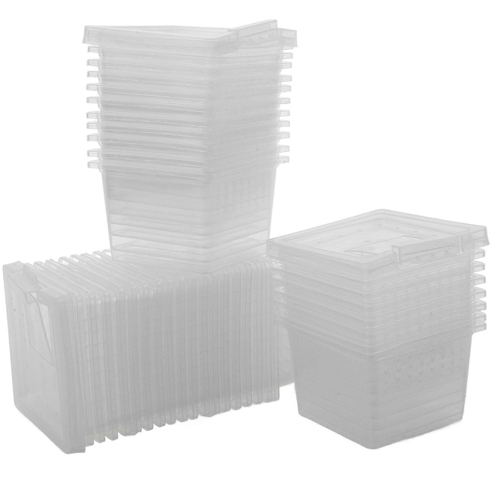 Reptile Breeding Boxes for Feeding 100Pcs Transparent PP Insect Cage Tanks