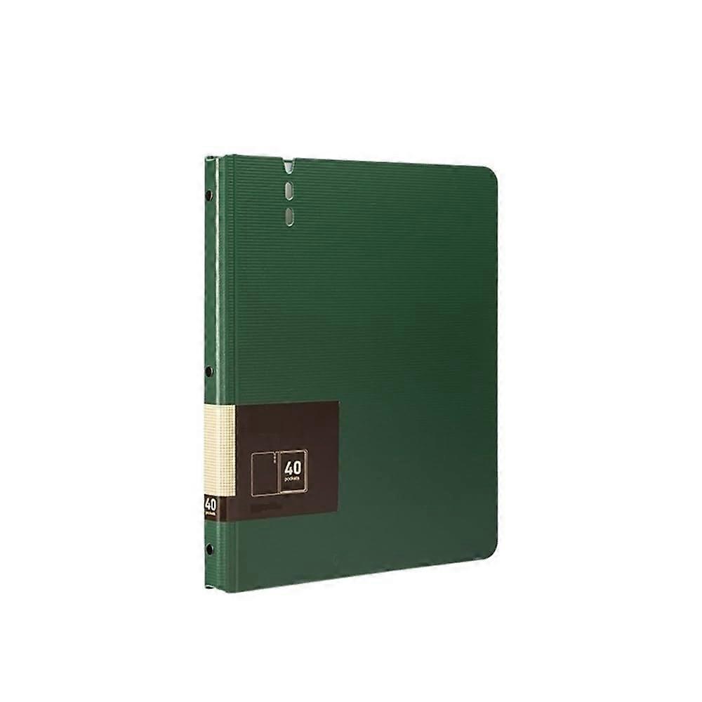 A4 File Folder with Transparent Inserts, Thickened Data Storage Book, Green Office Supplies for Daily Filing and Organization