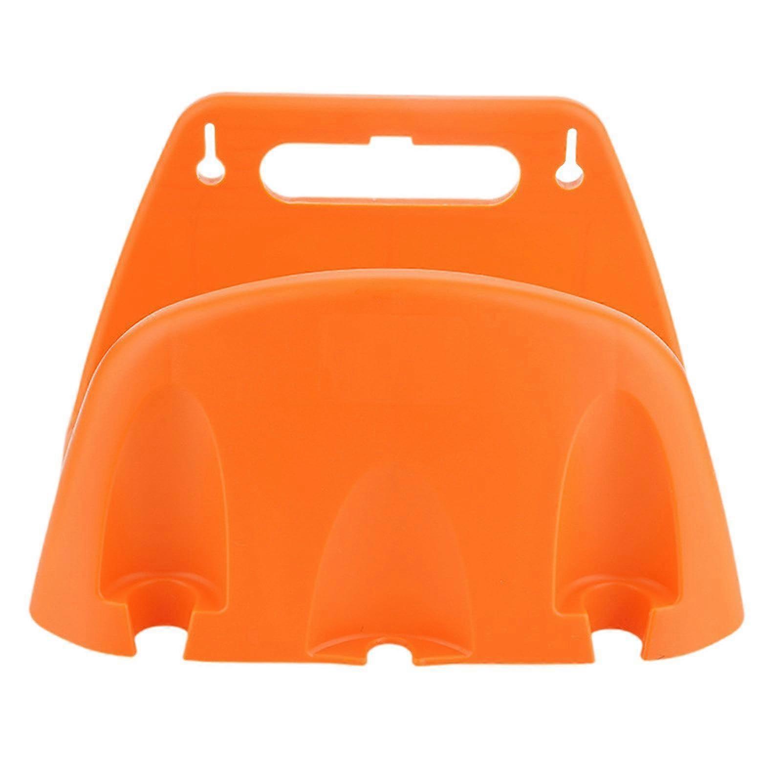 Garden hose holder for outdoor use, wallmounted for easy access, orange