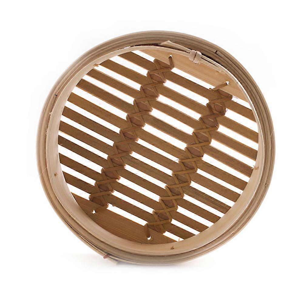 8 Inch Bamboo Steamers for Kitchen Use with Cover HandMade Steaming Tray Set of 2 Khaki