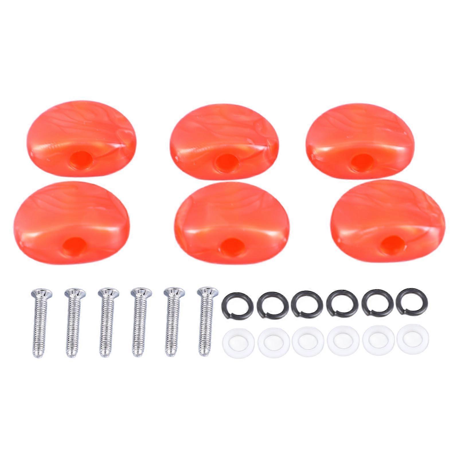6Pcs Electric Guitar Tuning Peg Key Button Semicircle Shape Folk Classical Guitar Tuning Peg Handle Red