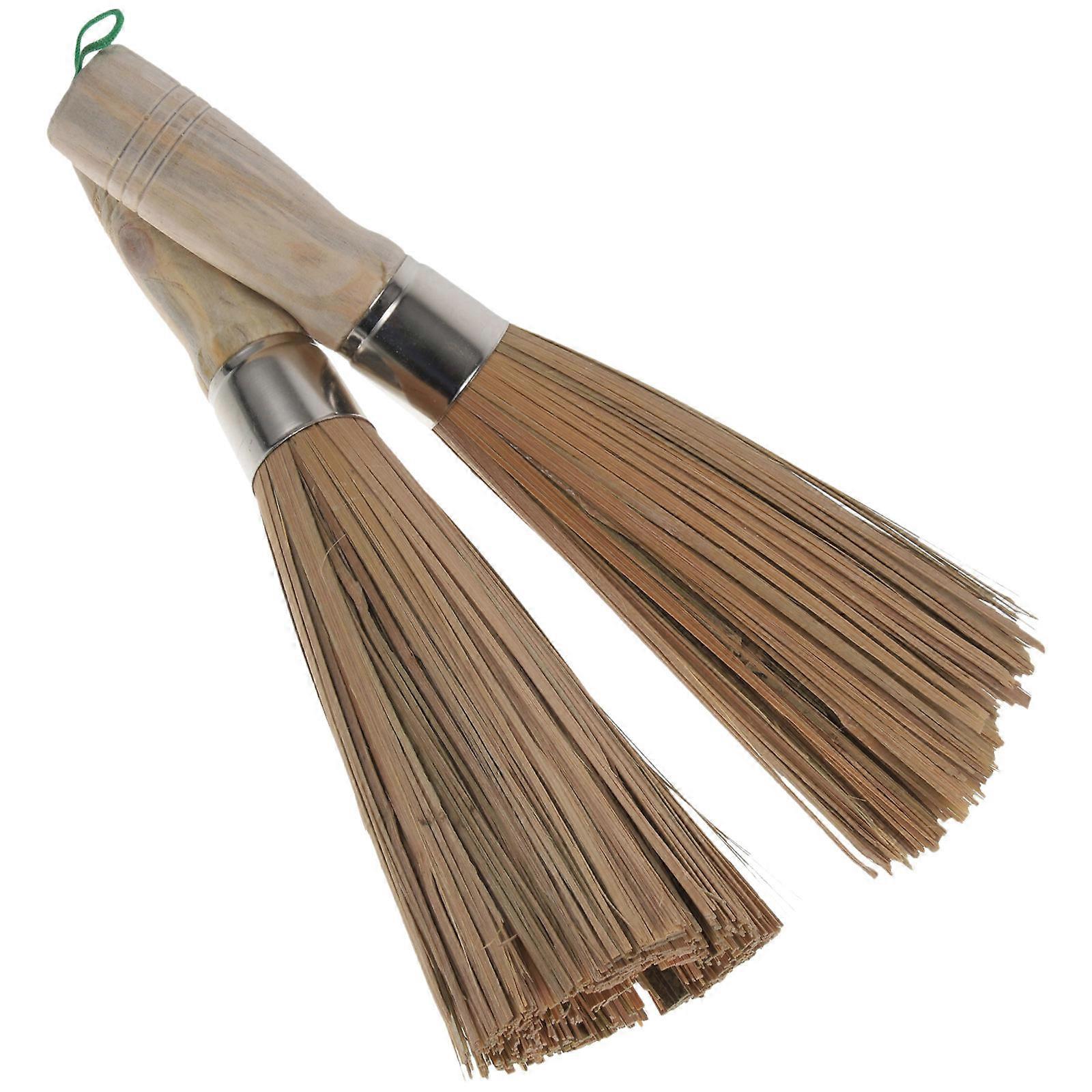 2pcs Large Pot Brushes for Wok & Cast Iron Cleaning Heavy Duty Kitchen Brush with Comfortable Grip for Dishes and