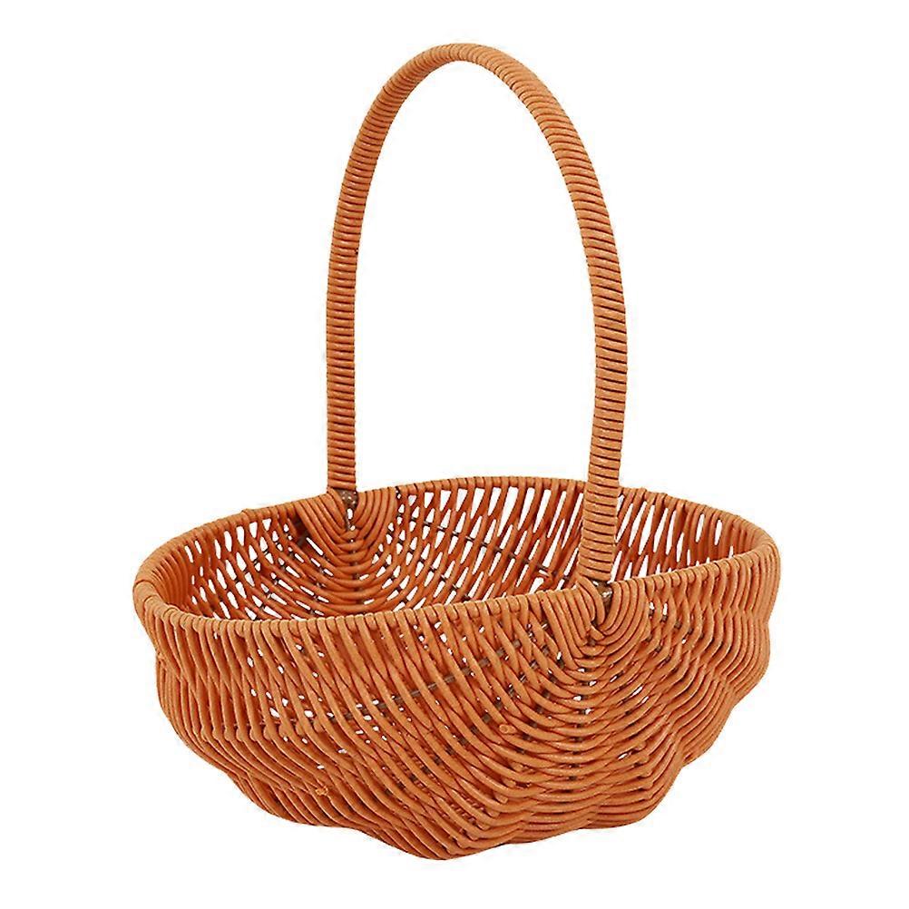 سلة زهرة منسوجة بتصميم مبتكر منسوج يدويا خمر سلة نزهة للاستخدام في الهواء الطلق بني 10.5 × 8.5 × 4.5 بوصة