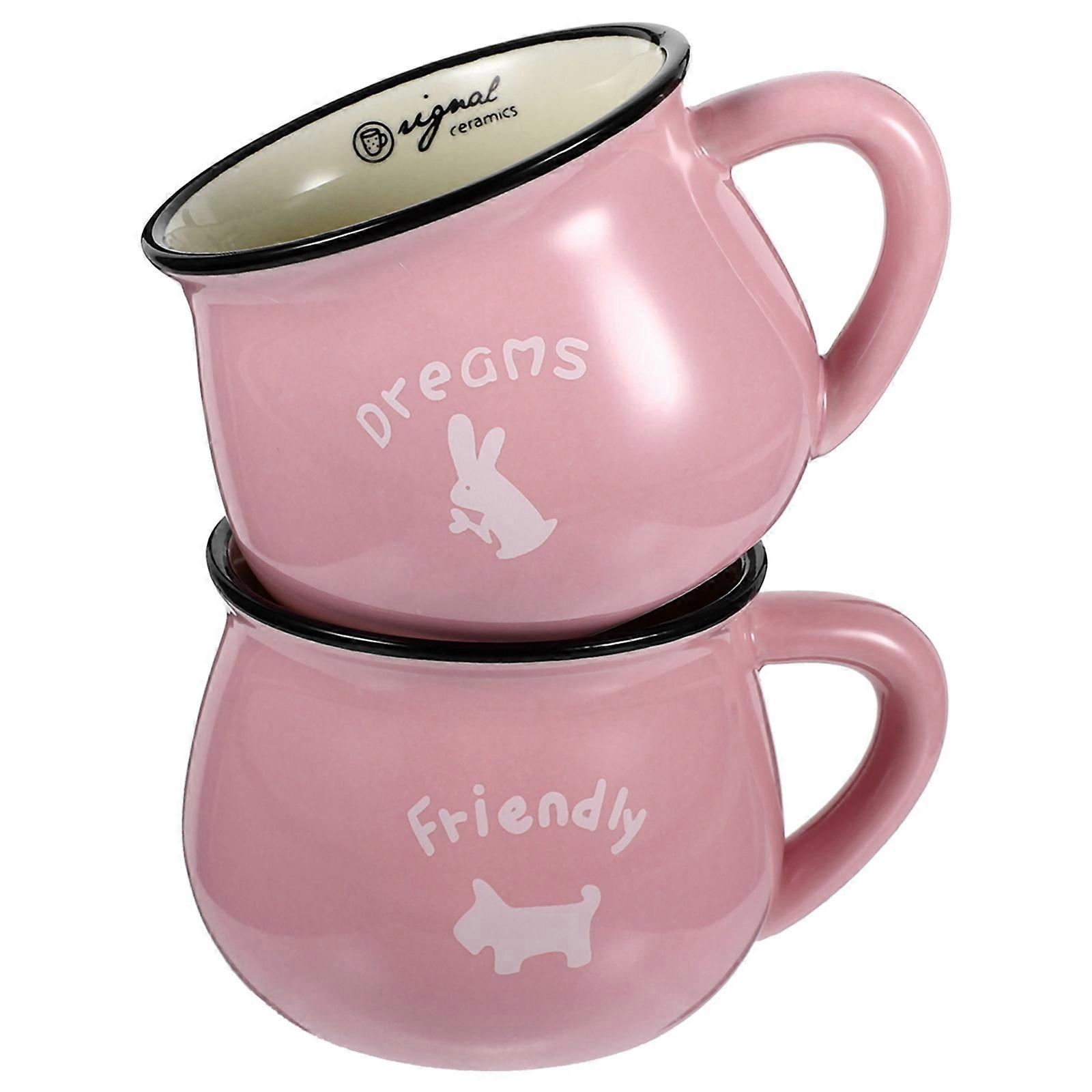 Modern Coffee Cups Ceramics Coffee Mugs General Users Round Shape 350ml 2Pcs