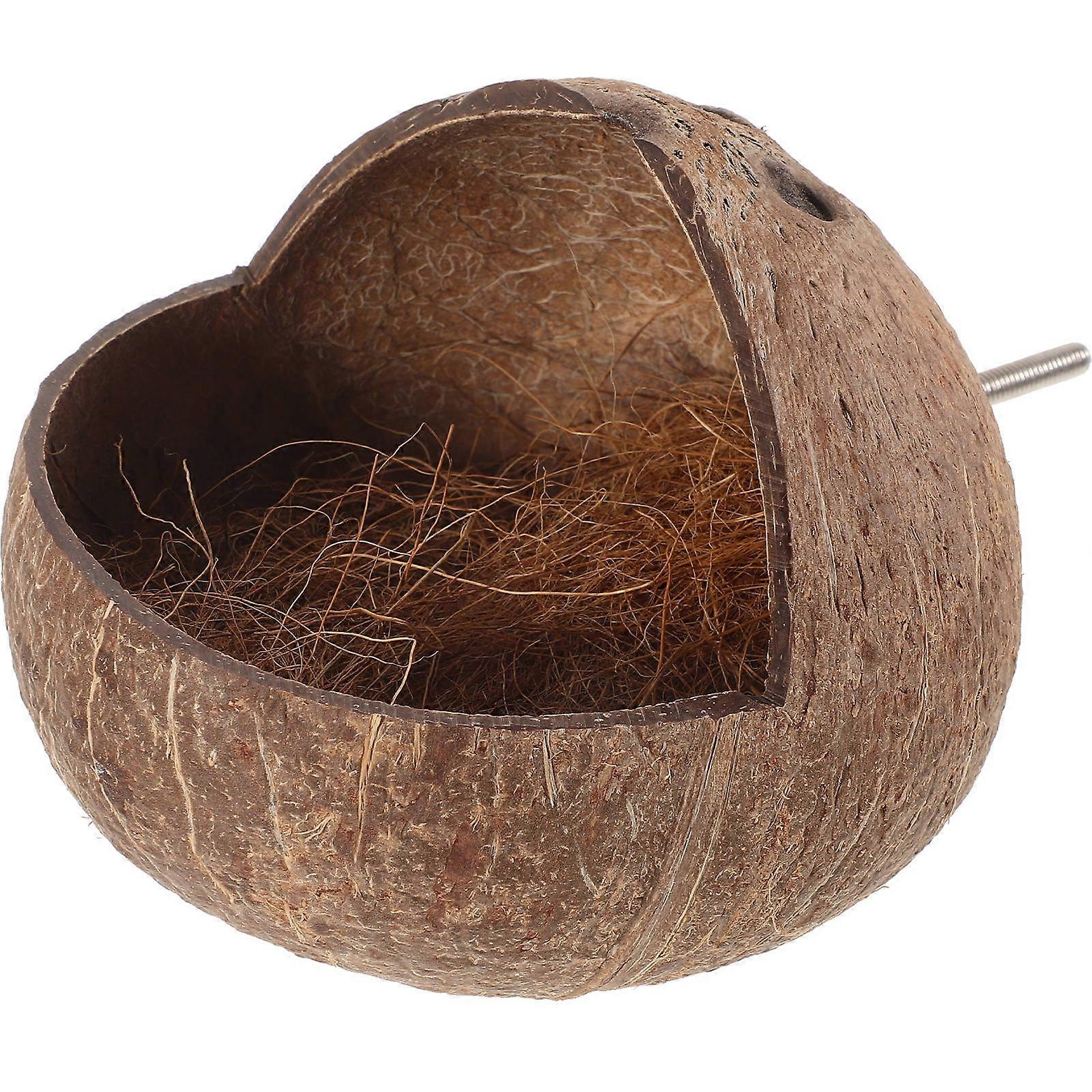 Coconuts Shell Bird House for Parrot Cage Breeding Nest with Excellent Craftsmanship 6.3 Inches