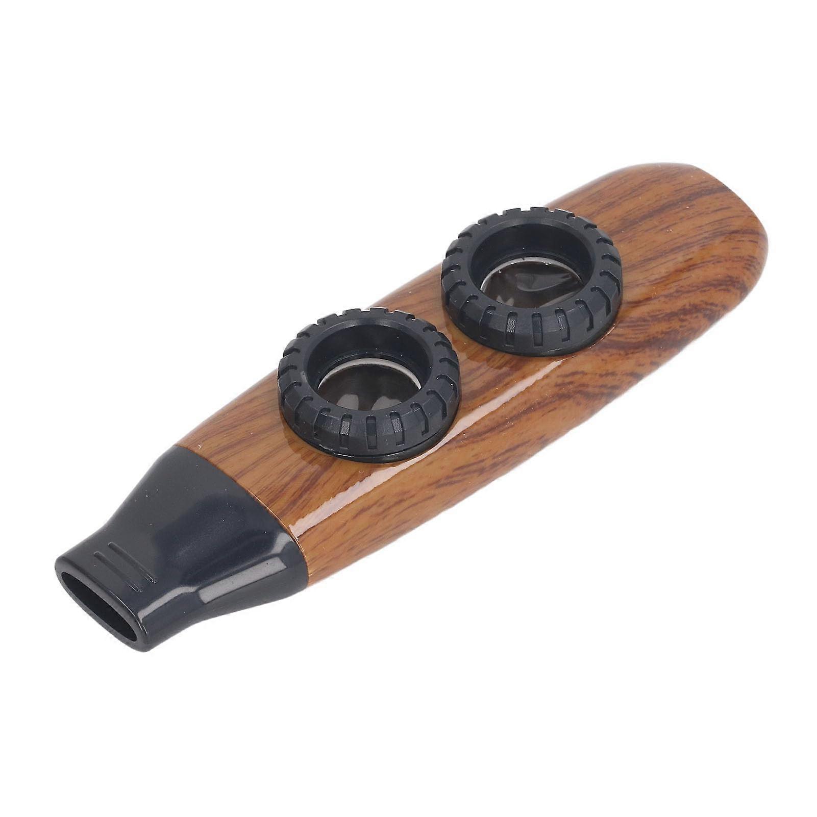 Adjustable Kazoo Flute with Two Holes, Ergonomic Design for Easy Grip (Wood Color)
