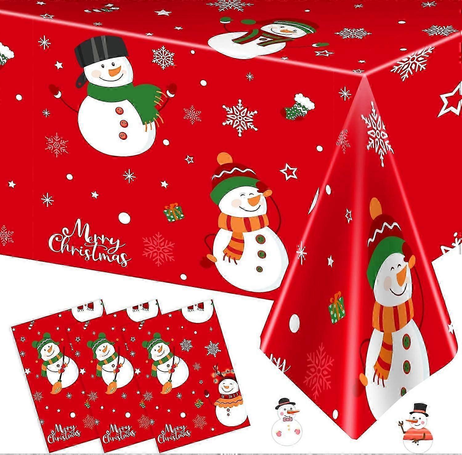 3-Pack Snowman Christmas Tablecloths  Festive Disposable Plastic Decor