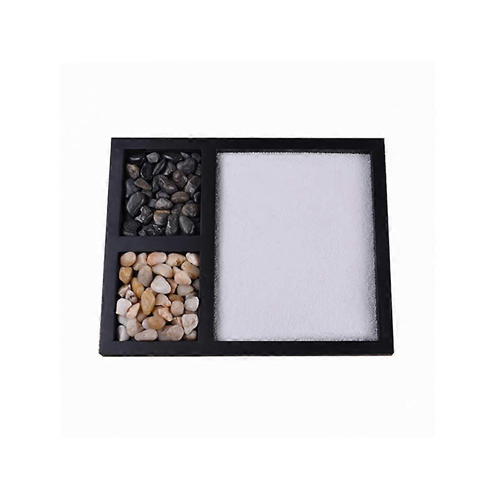 The stressmelting mini meditation sand table with stones and rake – BLACK