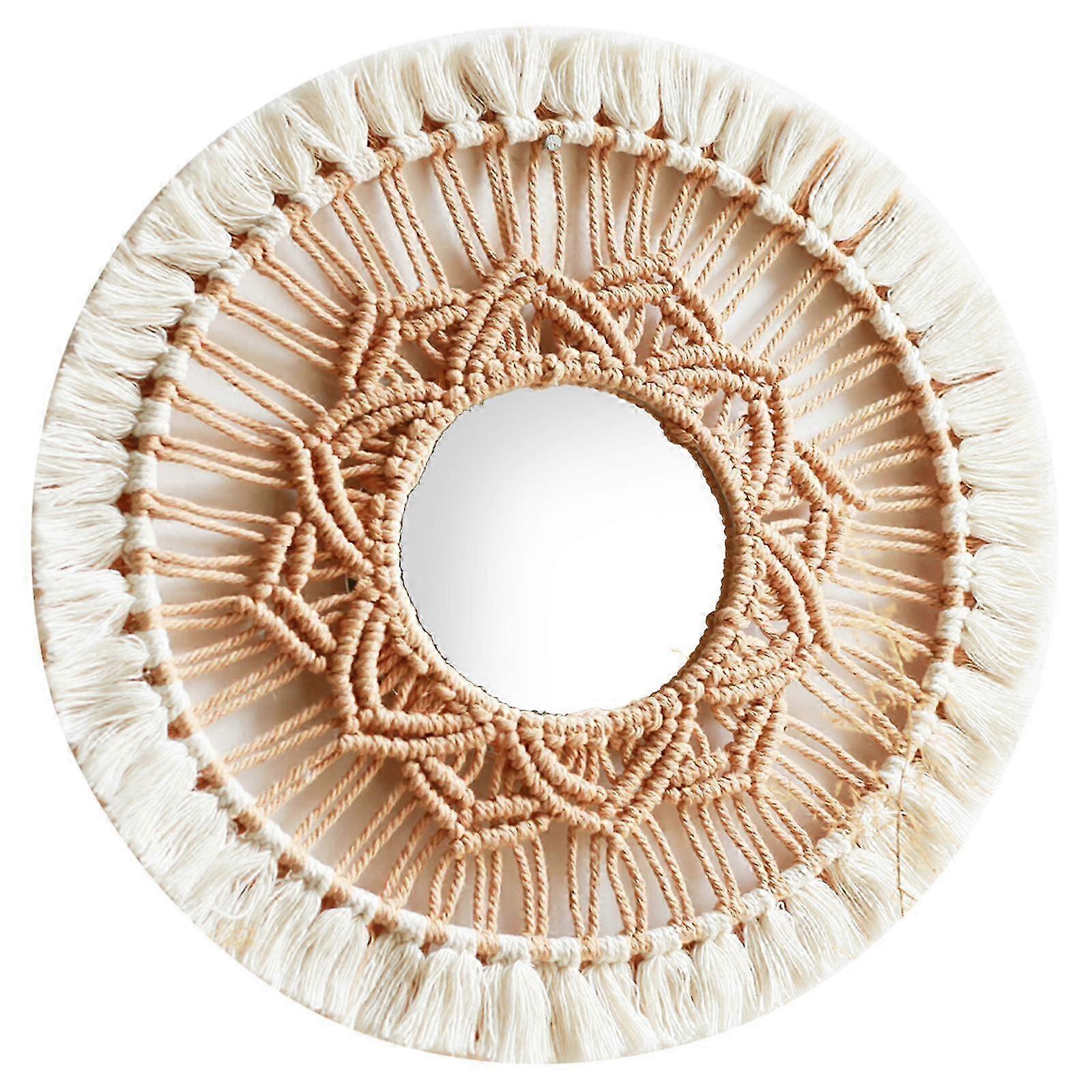 2025 Hanging Wall Mirror Macrame Fringe Round Boho Mirror decor for Apartment Living