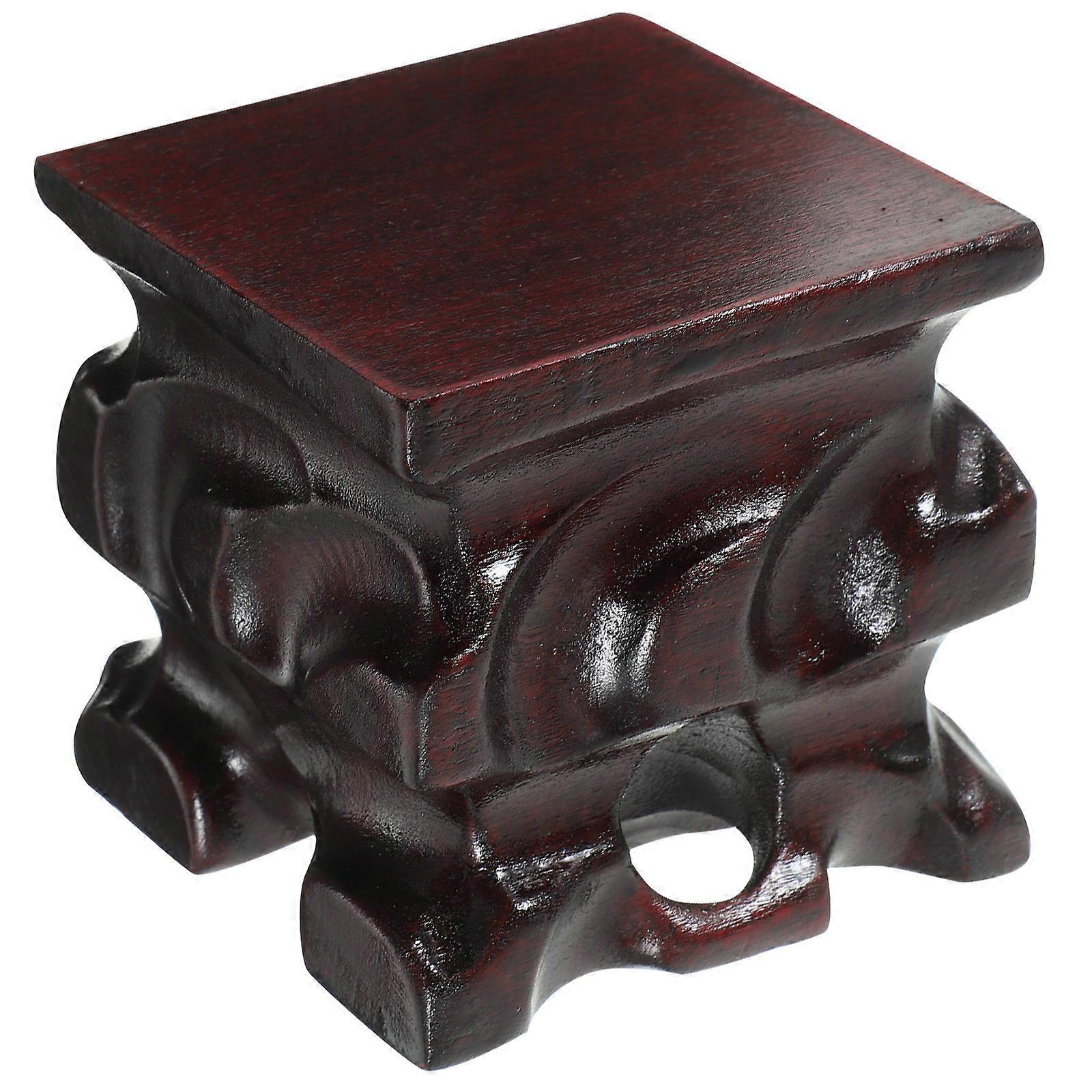 Wood Display Pedestal Dark Brown Wooden Display Base with Stable Support for Home Use