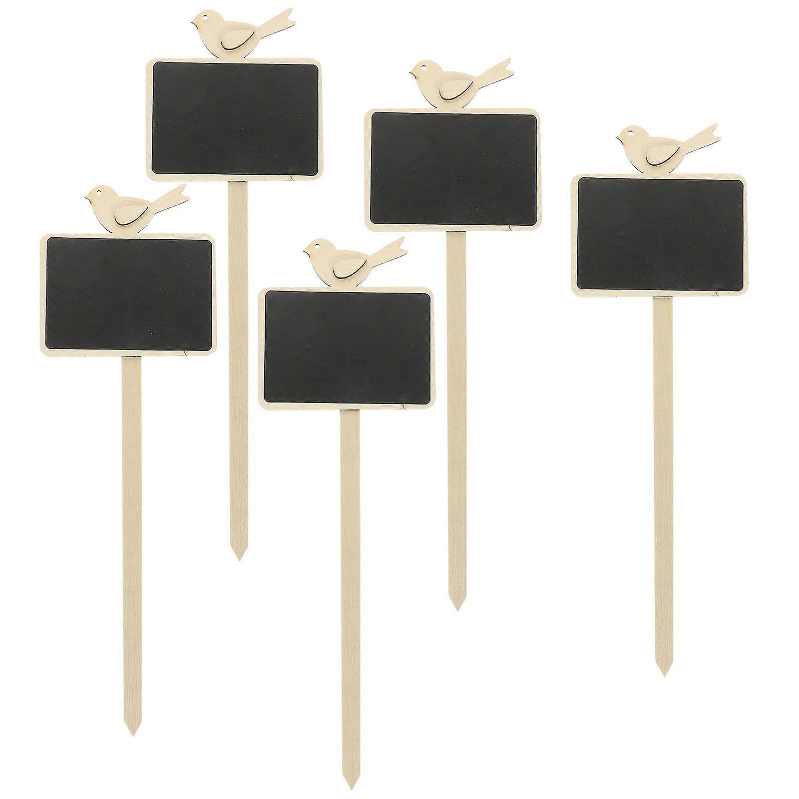 5PCS Wooden Chalkboard Stakes Labels Practical Message Board Sign Picks