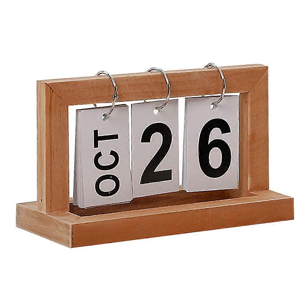 Manual Desktop Calendar with Iron Material for Decor Khaki Color Simple Creative Design Fits Perfectly on Desk 7x5 Inches