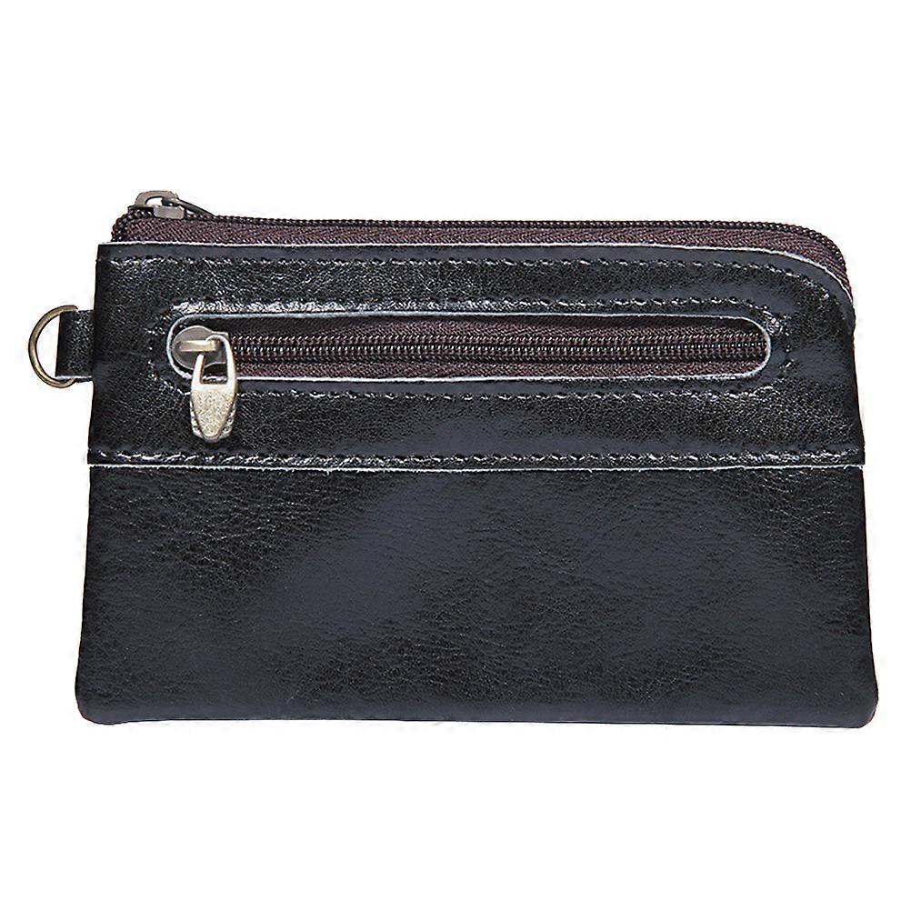 Retro Men Business Wallet with Zipper Compartment for Storage Black Bag