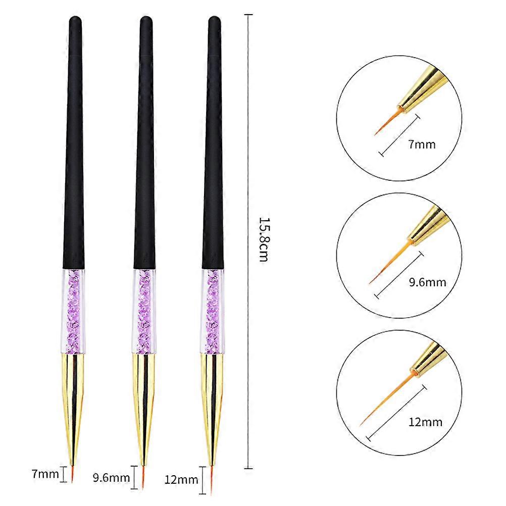 Nail Art Graffiti Pen For Women 3Pcs Long Handle Design Perfect For Professional Use And Gift Giving In Purple Color