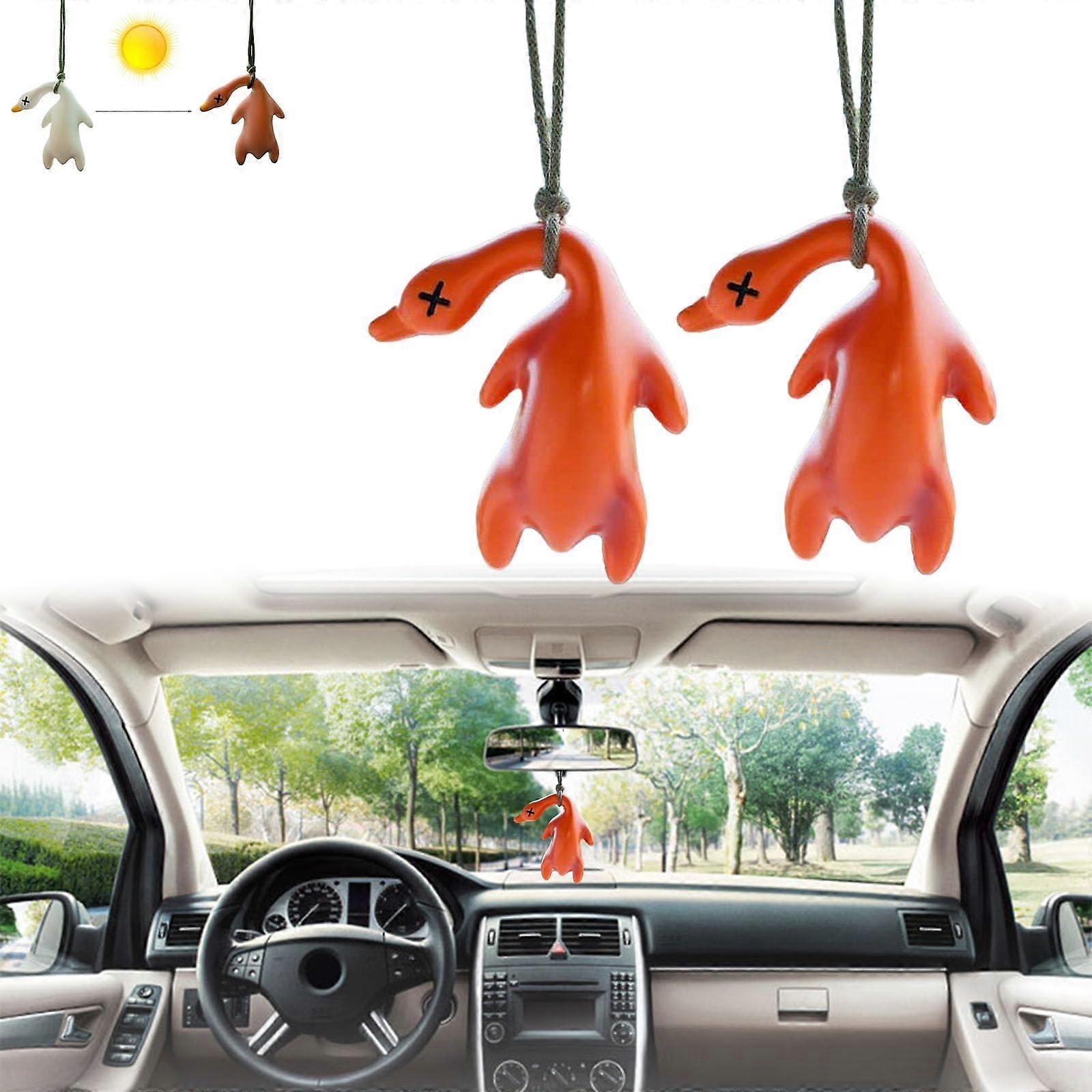 Colour Changing Roast Duck Pendant - 2 UV Color Changing Car Trailers, Cute Hanging Decoration, UV Temperature Reminder