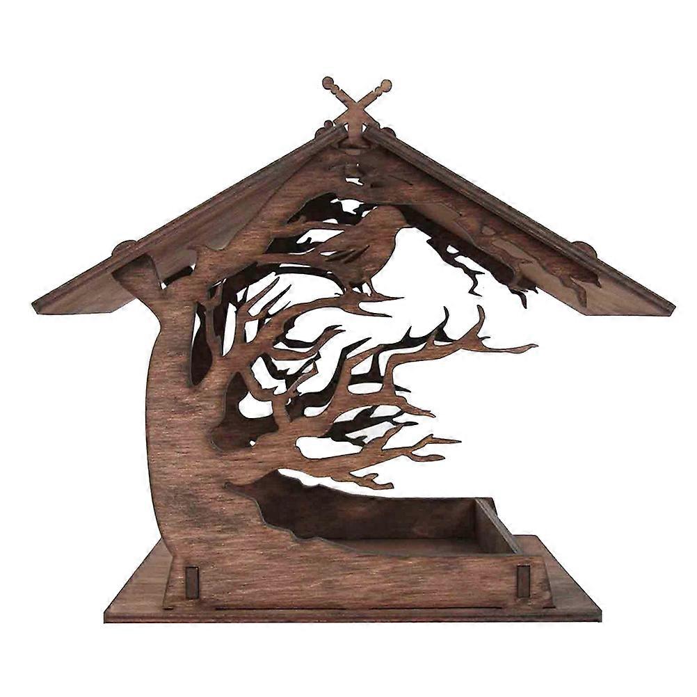 Brown Composite Bird Feeder for Pet Use Decor 7.5 Inch