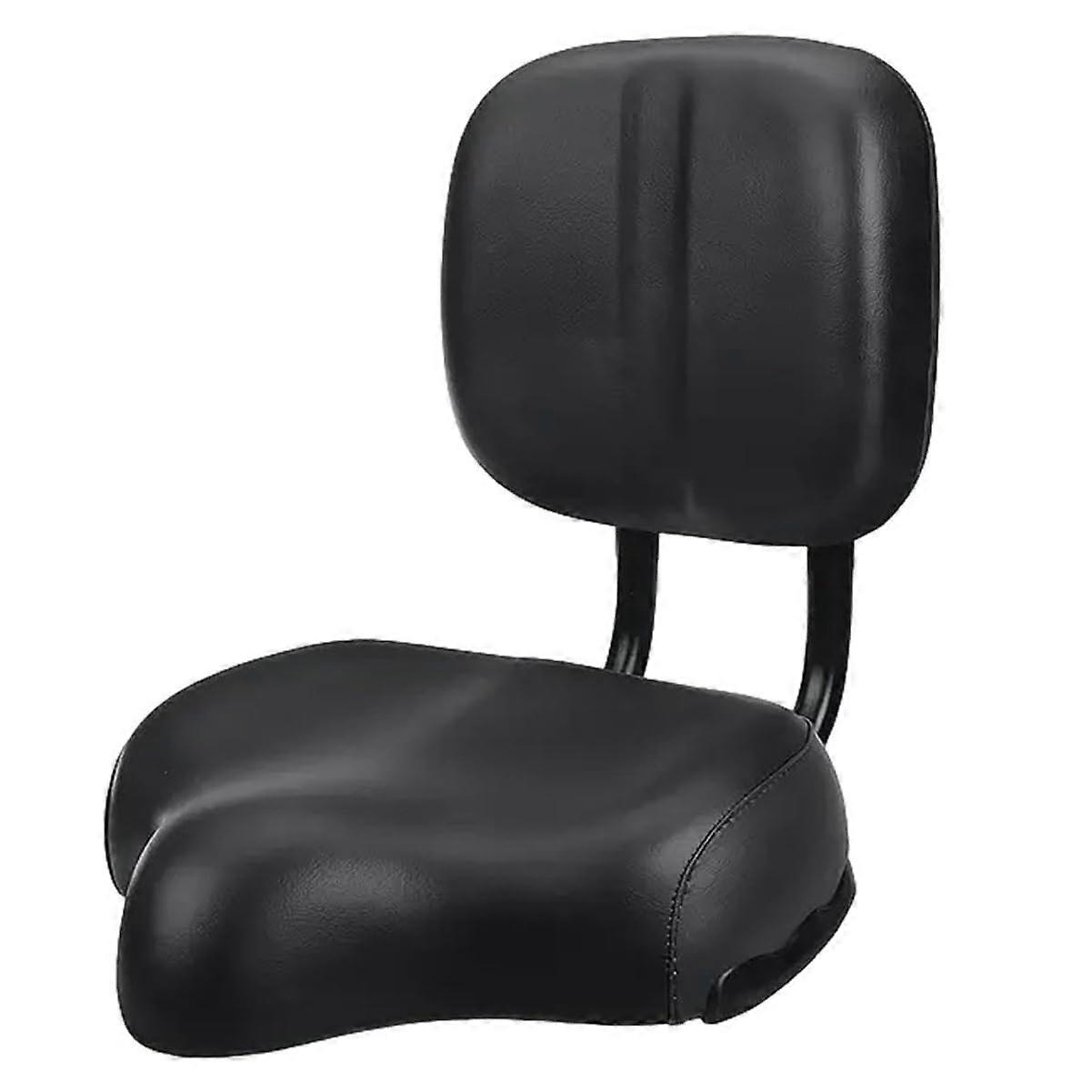 Oversized Bicycle Saddle with Backrest, Wide Padded EBike Seat Black