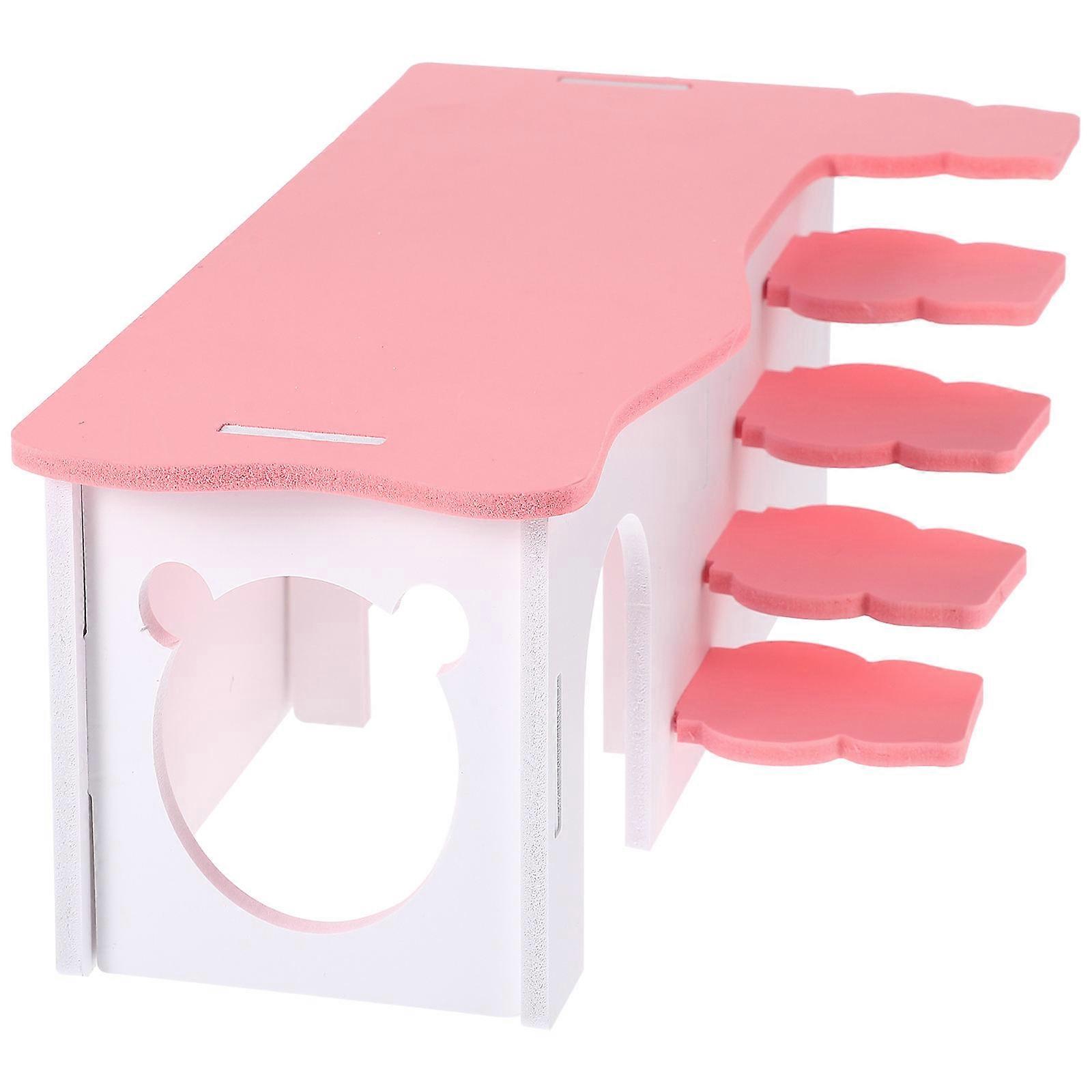 Pink PVC Hamster House with Ladder for Small Pets and Guinea Pigs to Play Rest