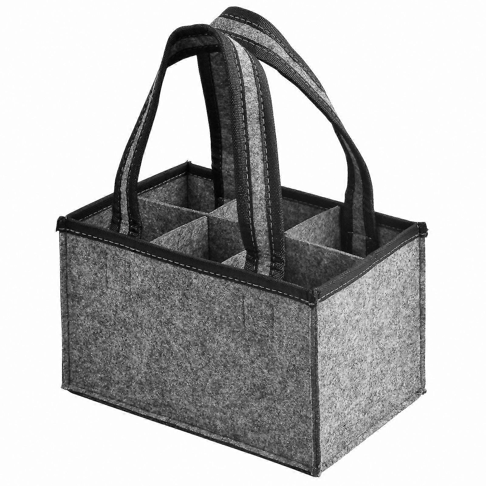 1pc, Felt Wine Tote Bag For 6 Bottles, Reusable Wine Bottle Carrier Bag With Handle, Felt Storage Bag With Divider, Wine Bottle Holder, Portable Wine