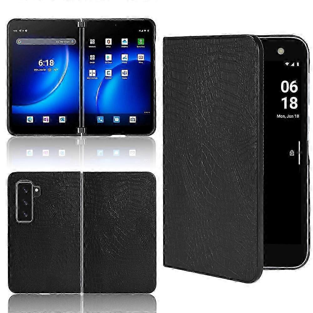 For Microsoft Surface Duo 2 Shockproof Crocodile Texture PC + PU Case