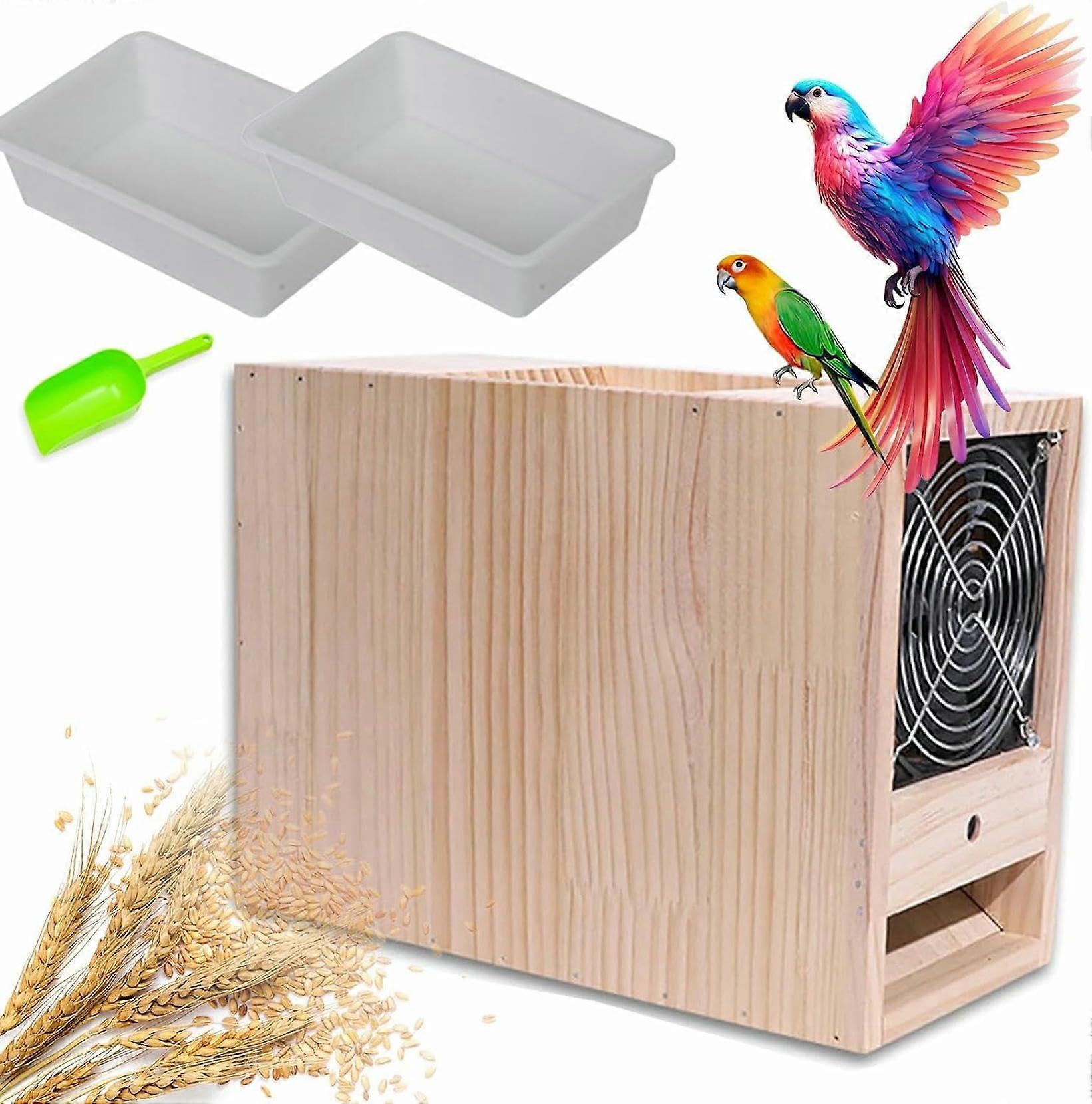 Husk Separator  Scattered Food for Wooden Birds, Cleaning Machine for Bird Seeds, Shovel and Tray, Extended Power Port, for Grains, Millet