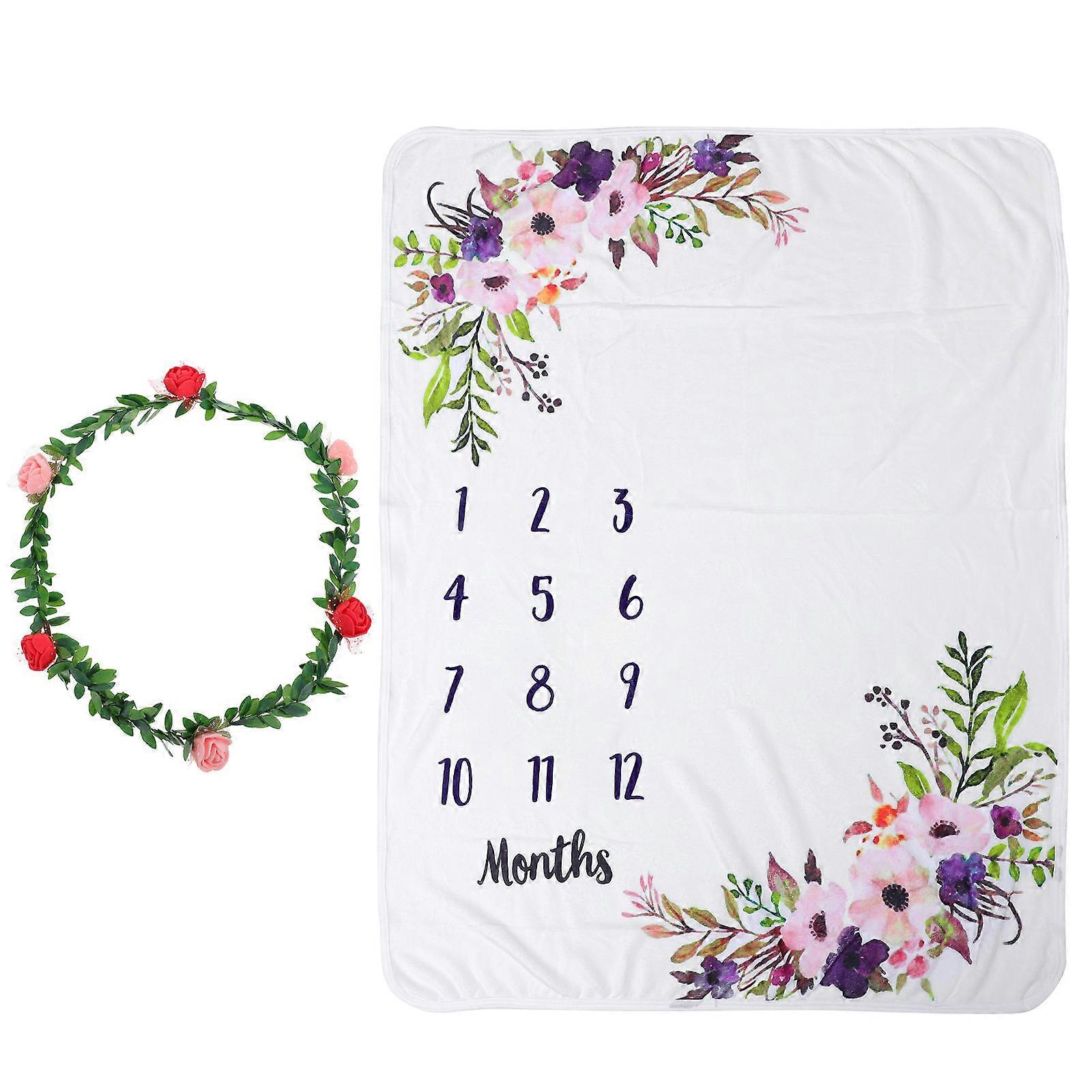 Newborn Monthly Moments Photography Blanket Soft Floral Design for Baby Photo Sessions and Memory Keeping
