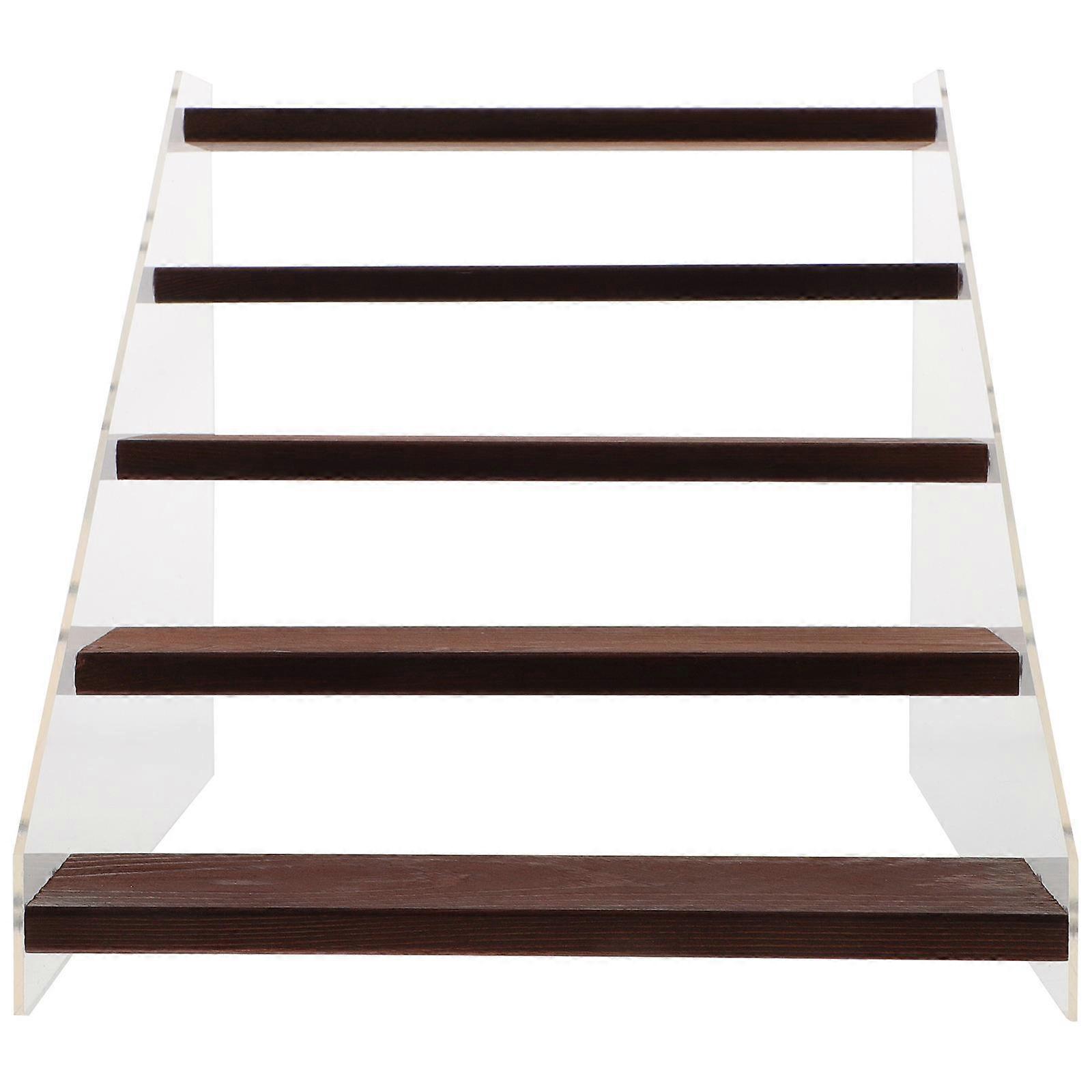 Acrylic Wood Display Stand for Figures Models Multi Color 5 Tier Shelf Riser Organizer