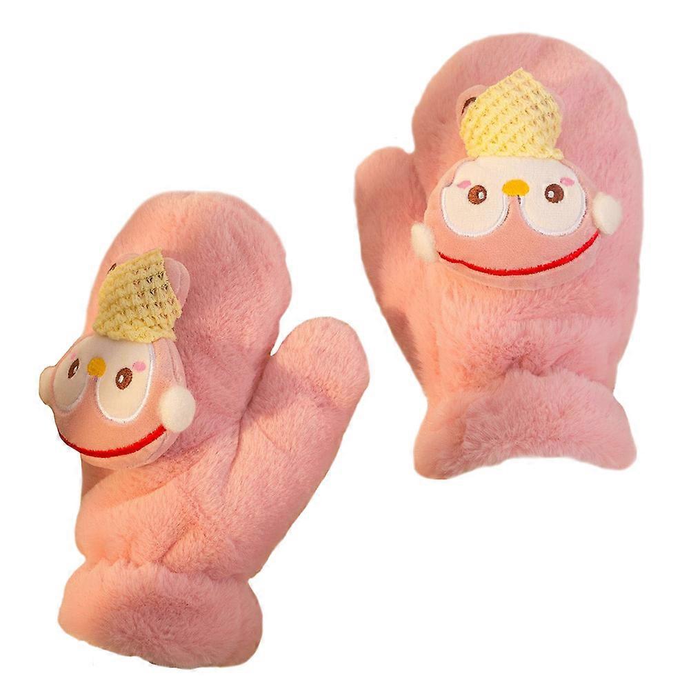 Funny Cute Gloves For Winter Use Featuring Cartoon Design Sustaining Moisture Absorption Perfect For Children 1 Pair