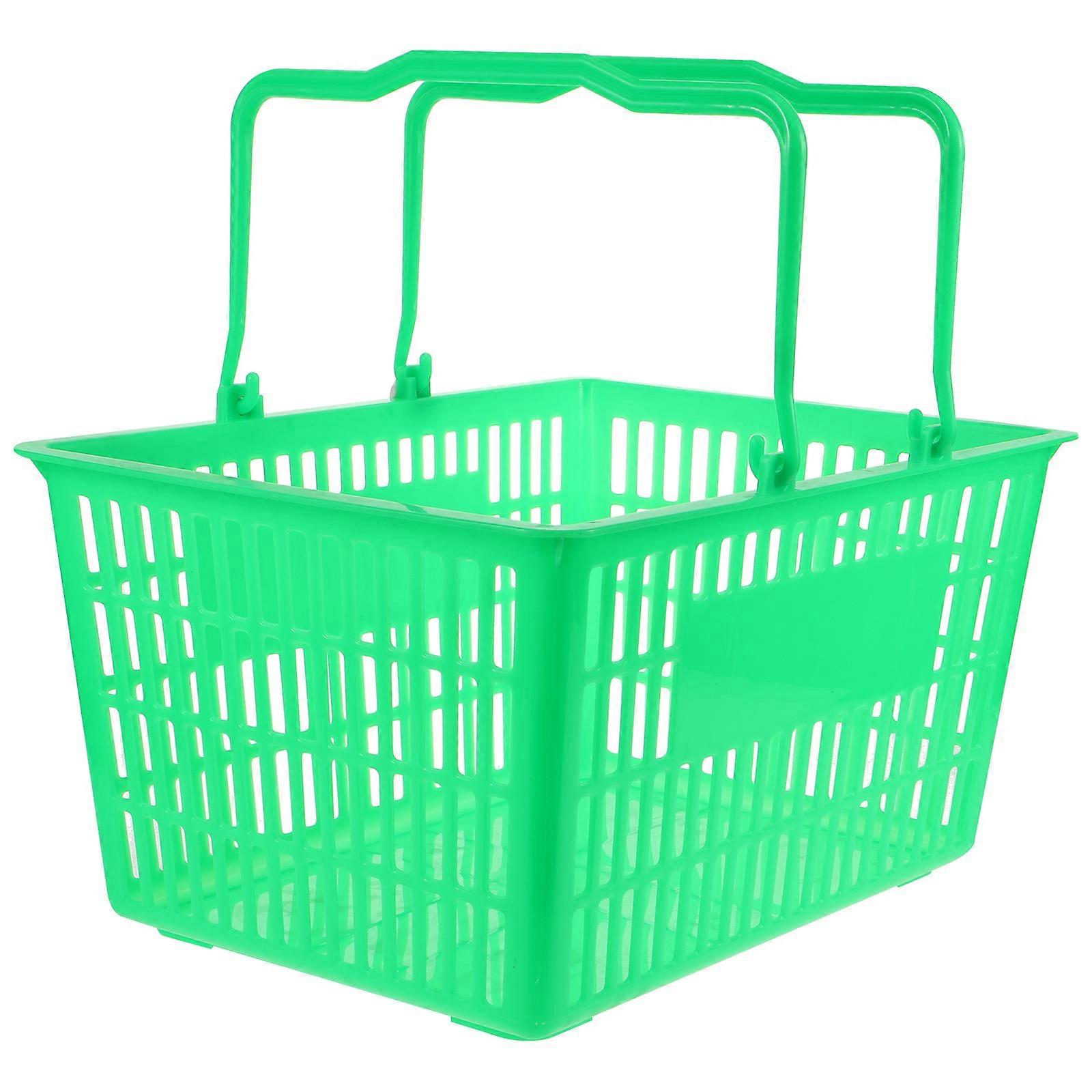 Plastic Storage Basket with Handle in Green for Organized Storage 12.5x8.5x6 Inches