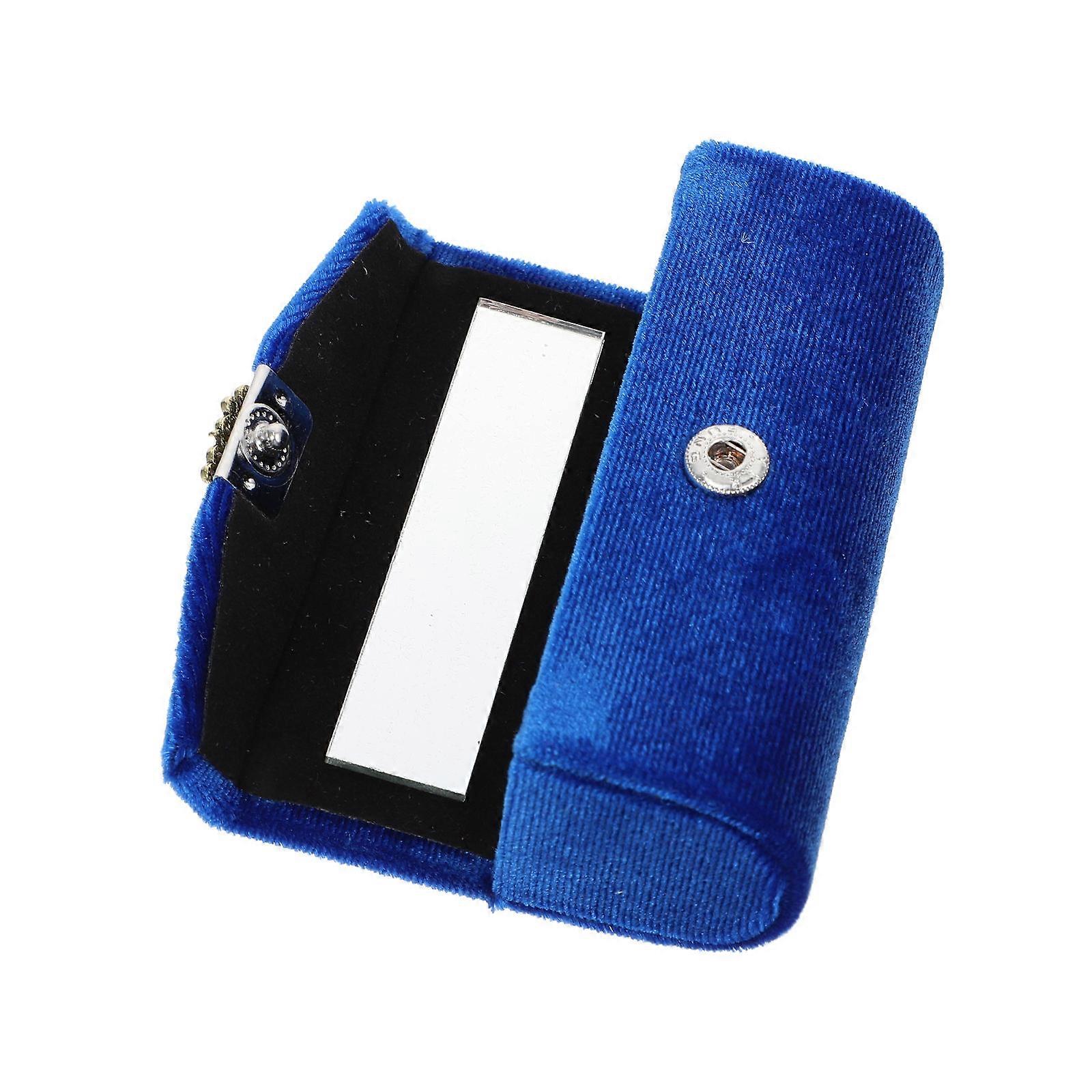 Velour Lipstick Organizers Lipstick Storage Container Daily Use Blue 1Set