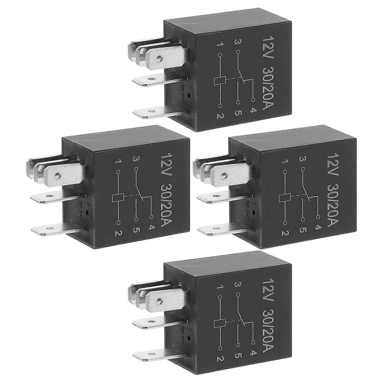 Circuit Relay Kit 4Pcs 12V 5 Pin Auto Relay Designed For Vehicle Use With Flame-Retardant Plastic