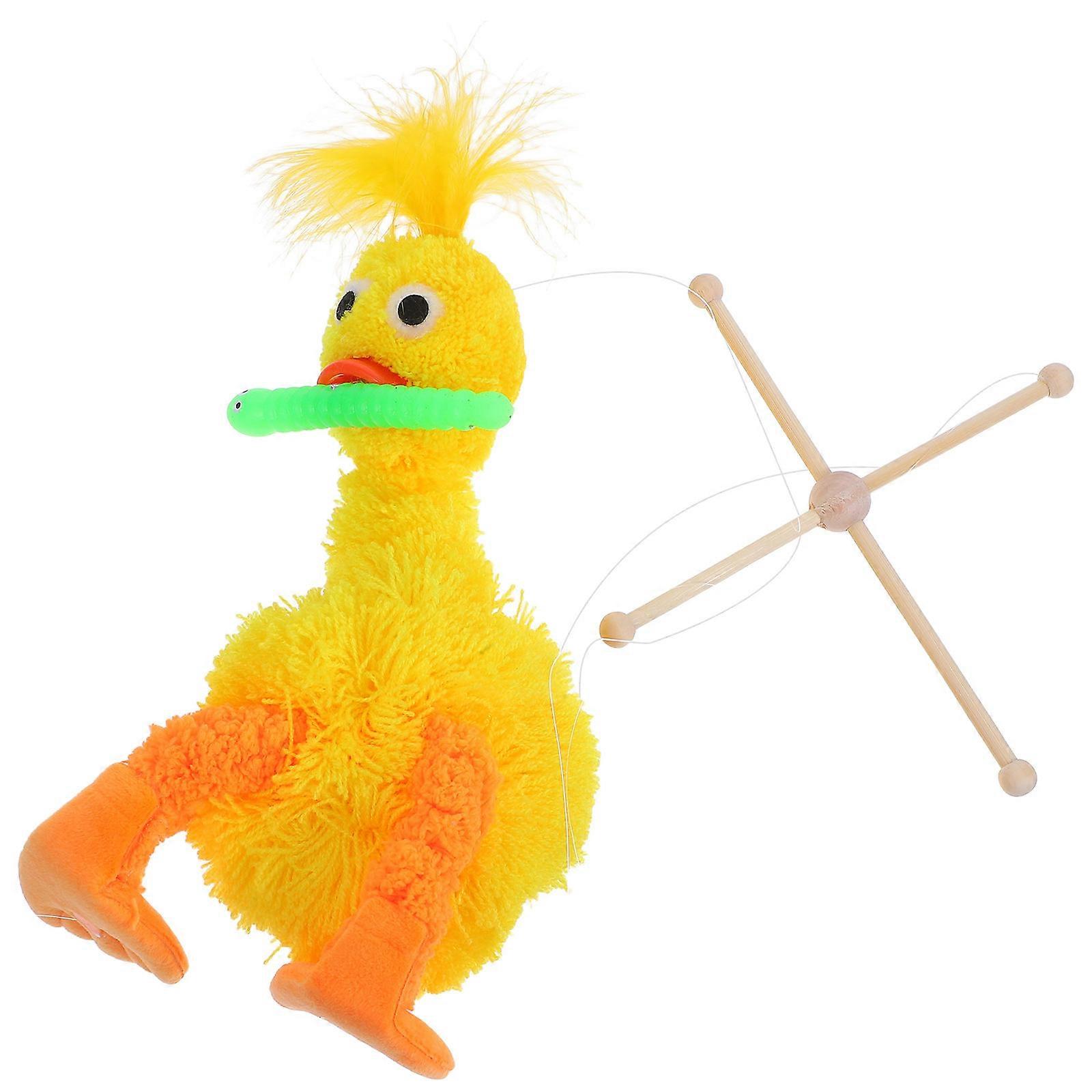 Cute Plush Duck Marionette Interactive Pull String Puppet for Soft Cuddly Stuffed Animal Home Decor and Skill Development