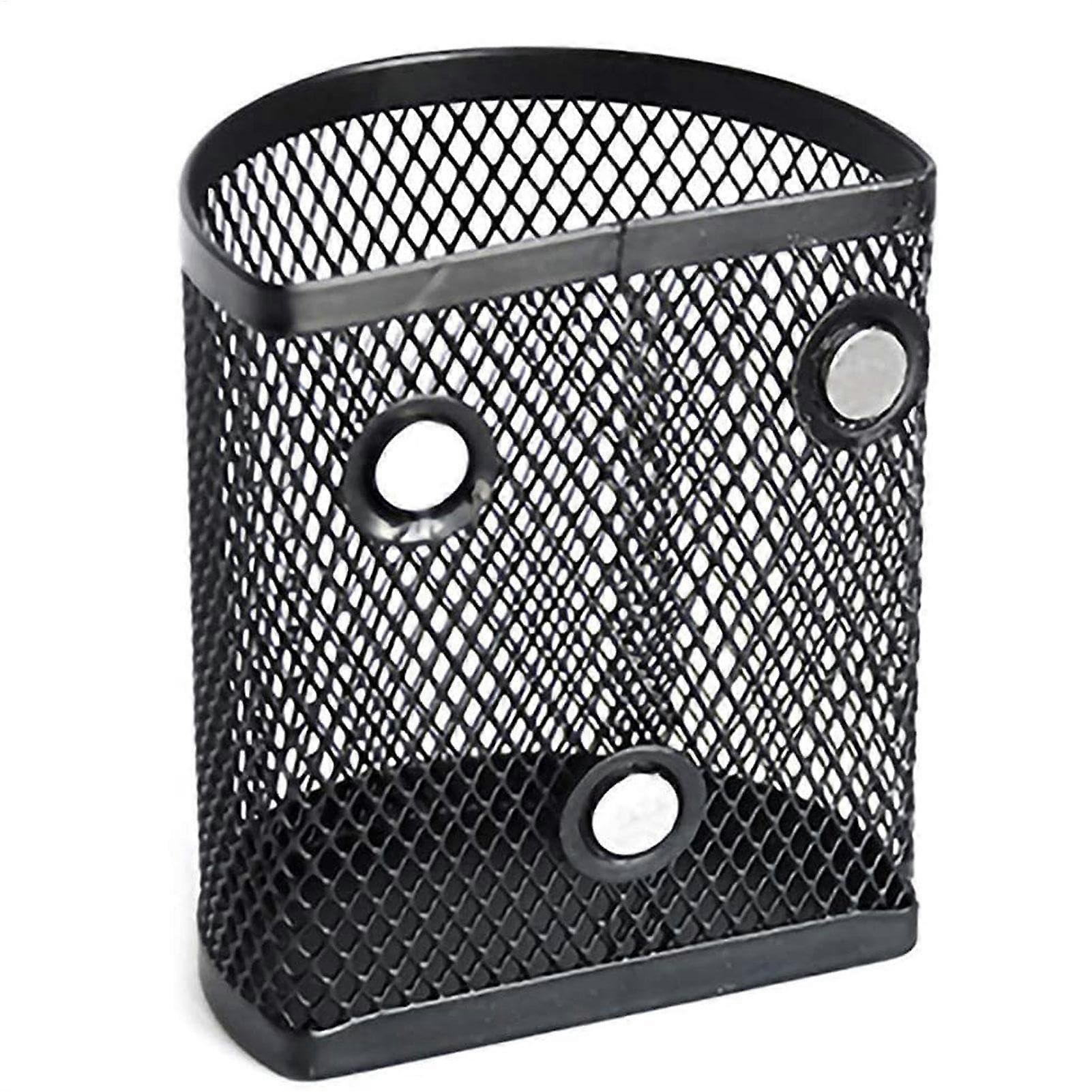 Magnetic Storage Basket for Desk Organization, Metal Mesh Pen Holder, Marker and Pen Container, Small Desktop Accessory