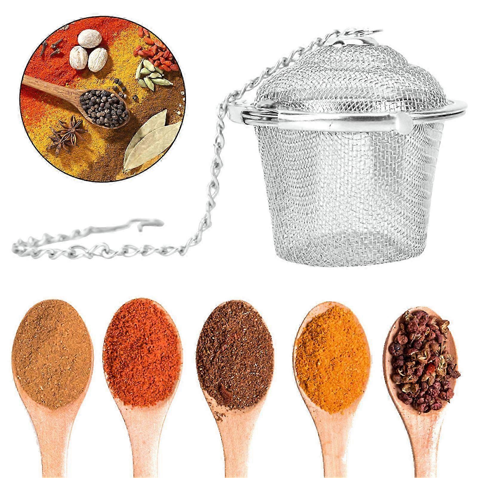 Stainless Steel Tea Strainer Mesh Infuser Ball with Chain - Herbal & Spice Filter for Soup & Loose Leaf Tea (Large)