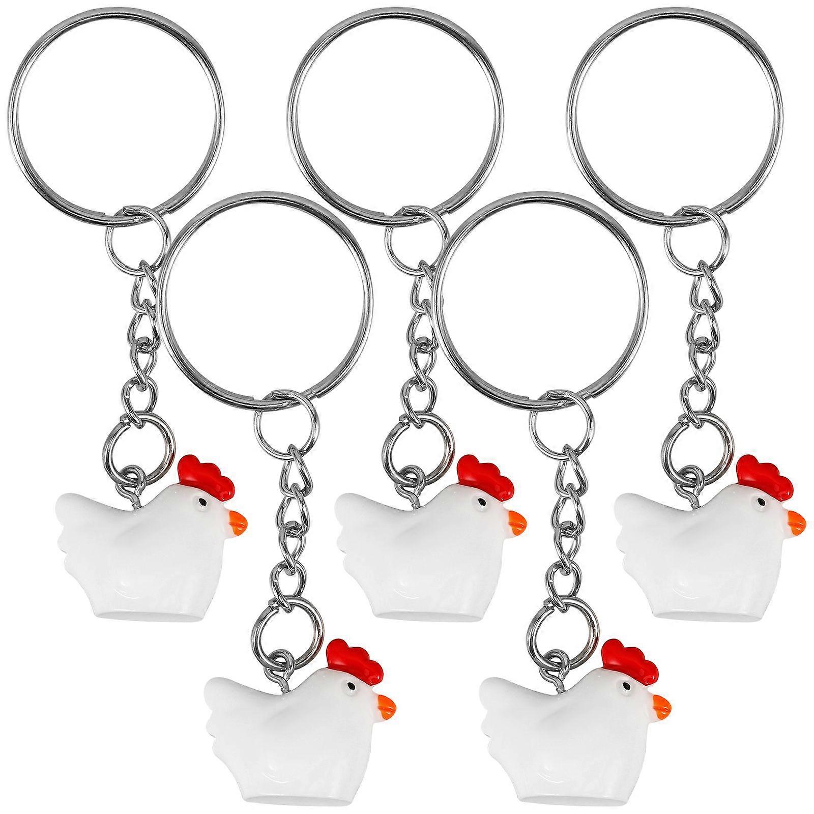 5pcs Chicken Key Chains Backpack Pendant Chicken Keychain Bag Hanging Decoration