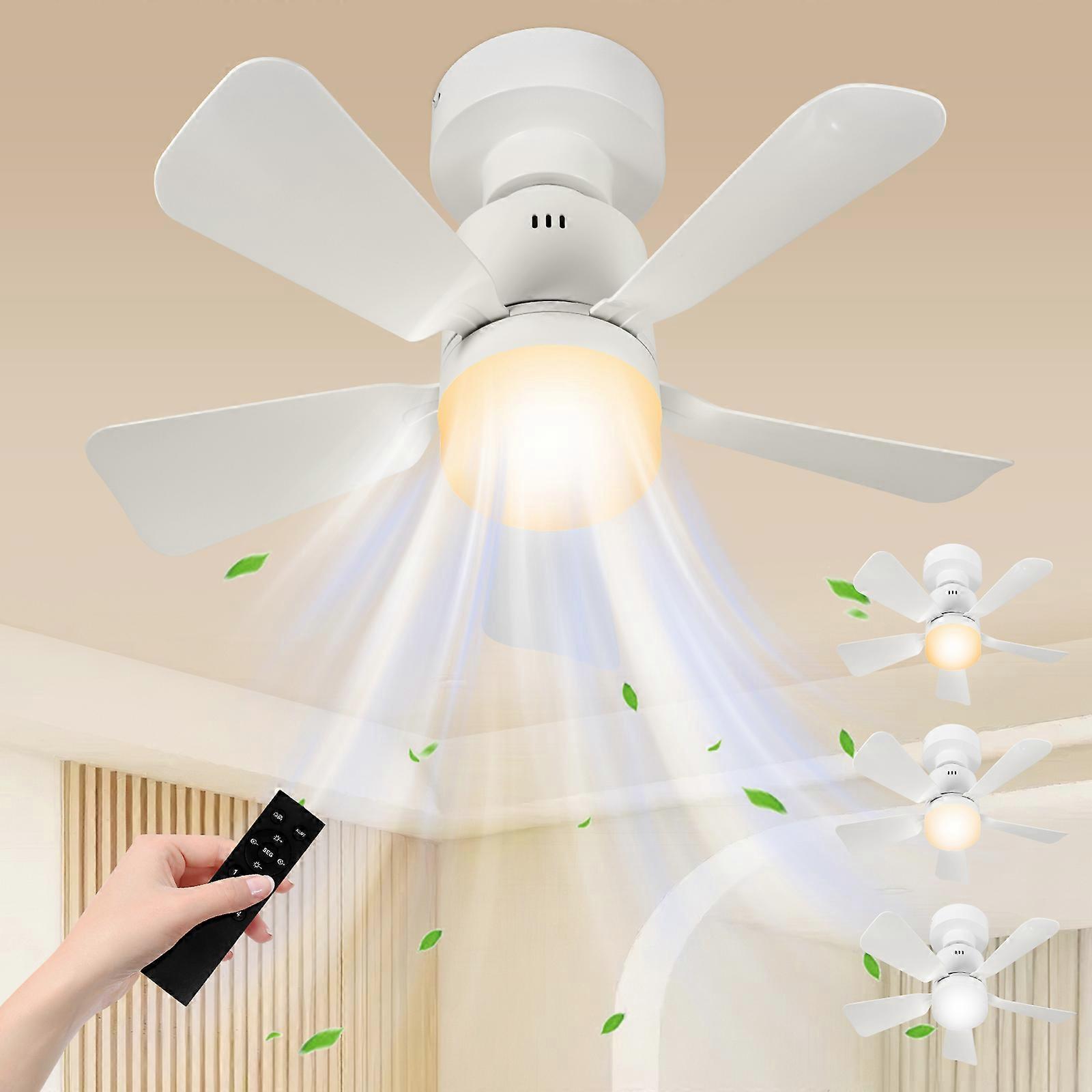 E27 Detachable Remote Control Fan Light White
