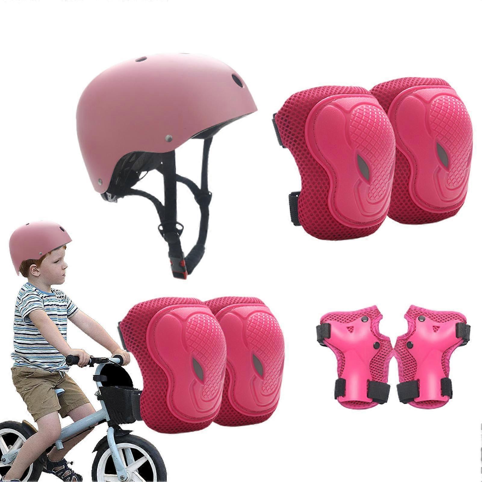 Adjustable Toddler Helmet For Boys And Girls Protective Gear Set With Lightweight Elbow Pads And Arm Guards Pink Size M