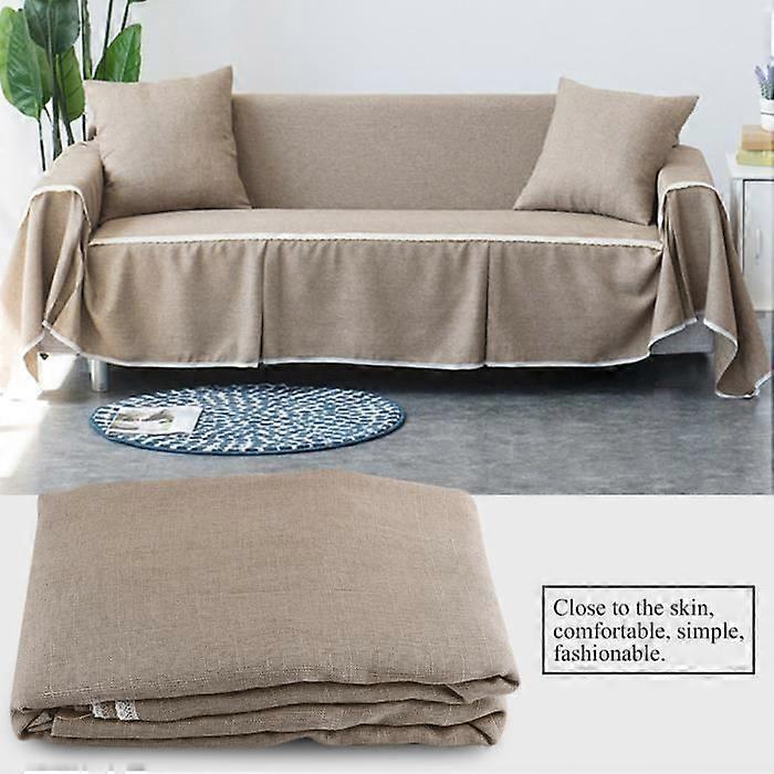 Faux Linen Fabric Sofa Cover - TAM - 3 Seater - Brown - Comfortable and Practical