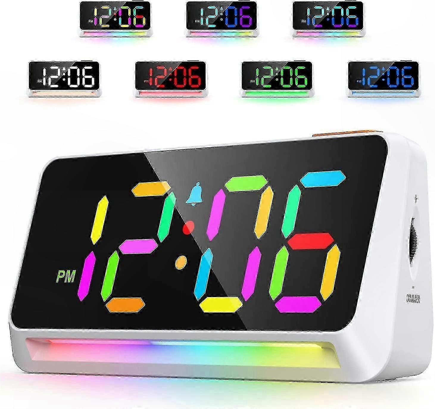 Children's Digital Alarm Clock with Night Light, RGB Display, USB Charging, and Battery Backup