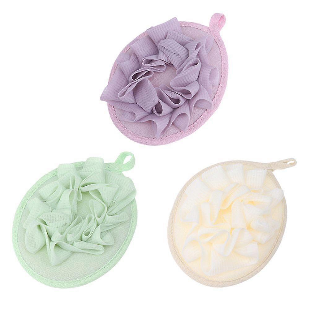 3pcs Solid Color Bath Ball Practical Bath Bubble Making Net Bath Scrub Tool Loofah Bathing Cleanse Exfoliate Shower Ball Bathing Accessory (Purple, Gr