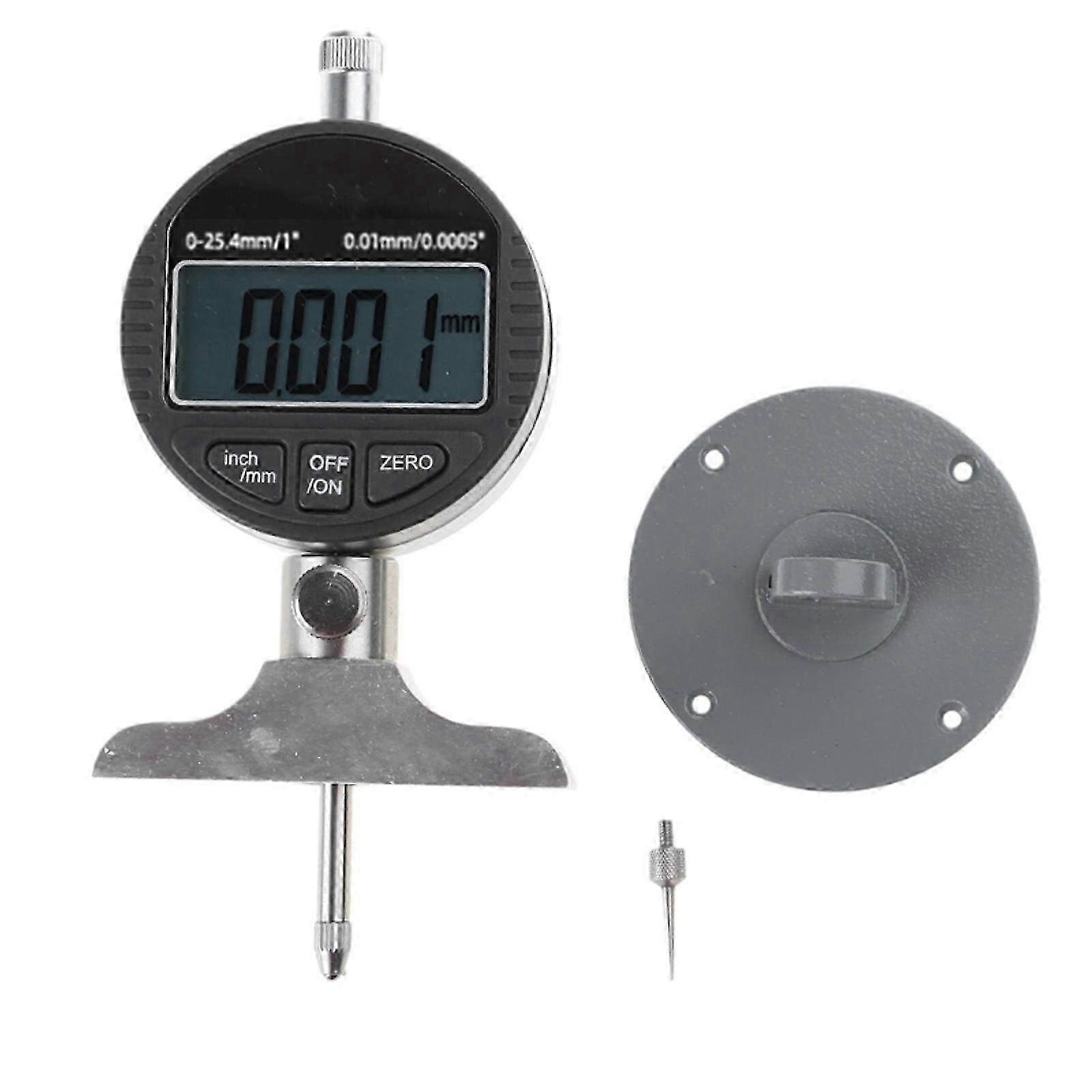 Digital Depth Gauge Indicator with 0.5/1 Inch Measuring Range, Electronic Dial Depth Gage with 25.4mm Base, Precision Measuring Tool for Machining and