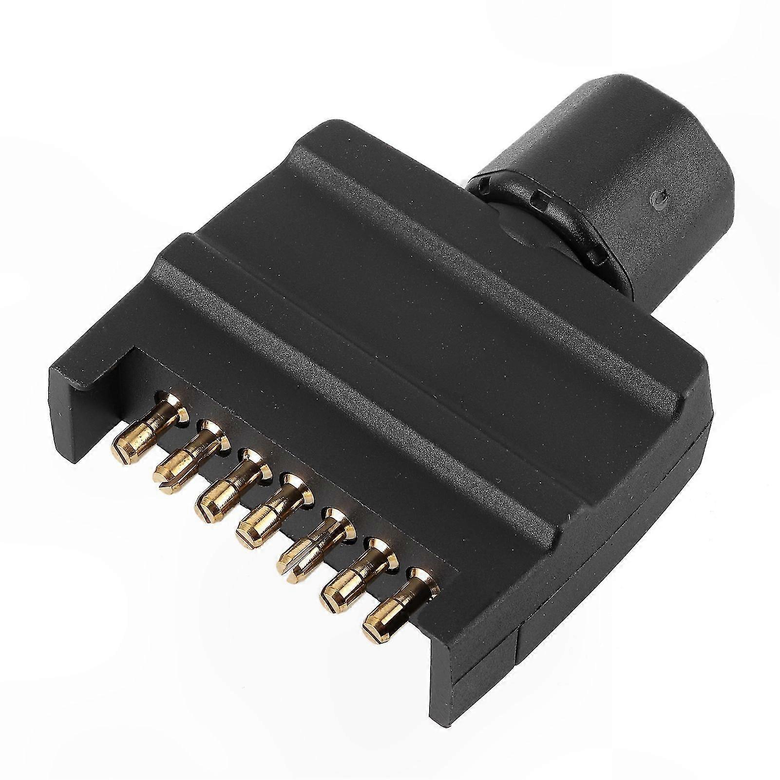 7-Pin Flat Male Plug Adapter for Trailer Socket Connection, Suitable for RV, Car, and Marine Use