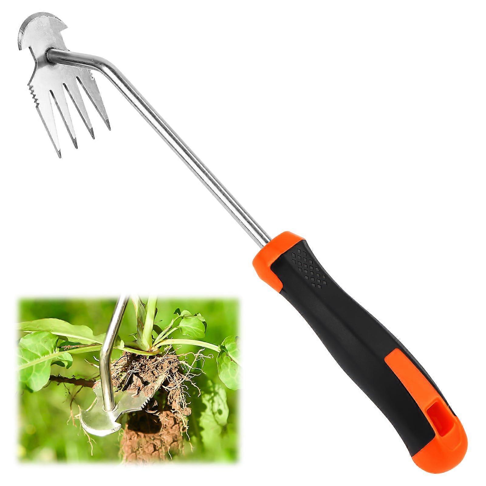 Gardening Hand Weed Remover Tool with Rubber Handle, 4 Teeth Weeding Device for Efficient Garden Joint Cleaning