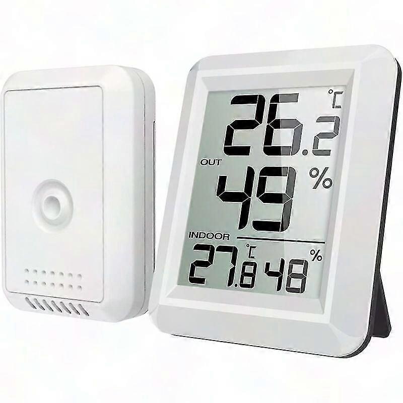 Wireless Indoor Outdoor Thermometer with Large LCD Display, Digital Hygrometer, / Switch, Remote Sensor for Home & Garden
