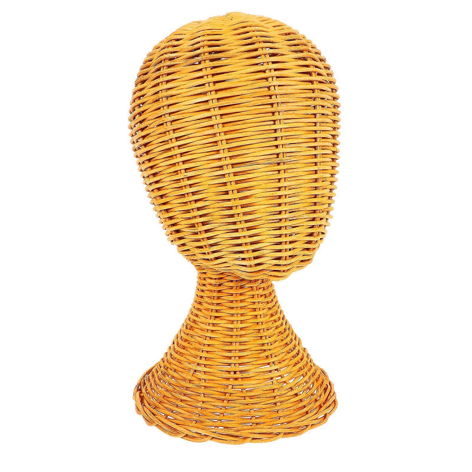 Wicker Hat Display Stand Hat Holder Hat Stand Display and Storage for Hats Wigs Helmet and Headphones