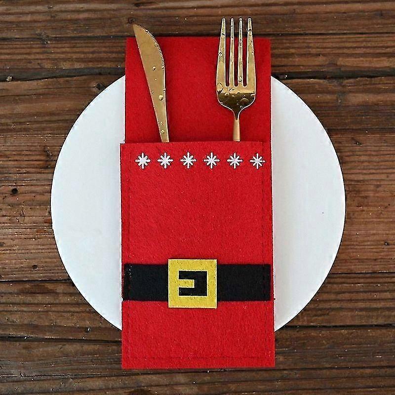 Festive Dining Accessory Organizer, Flatware Storage Pouch, Holiday Tableware Protector for Cutlery Sets, Christmas Dinnerware Decorative Bag