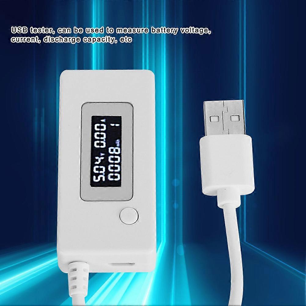 LCD USB Tester Ammeter Voltmeter 4-30V Capacity Meter White