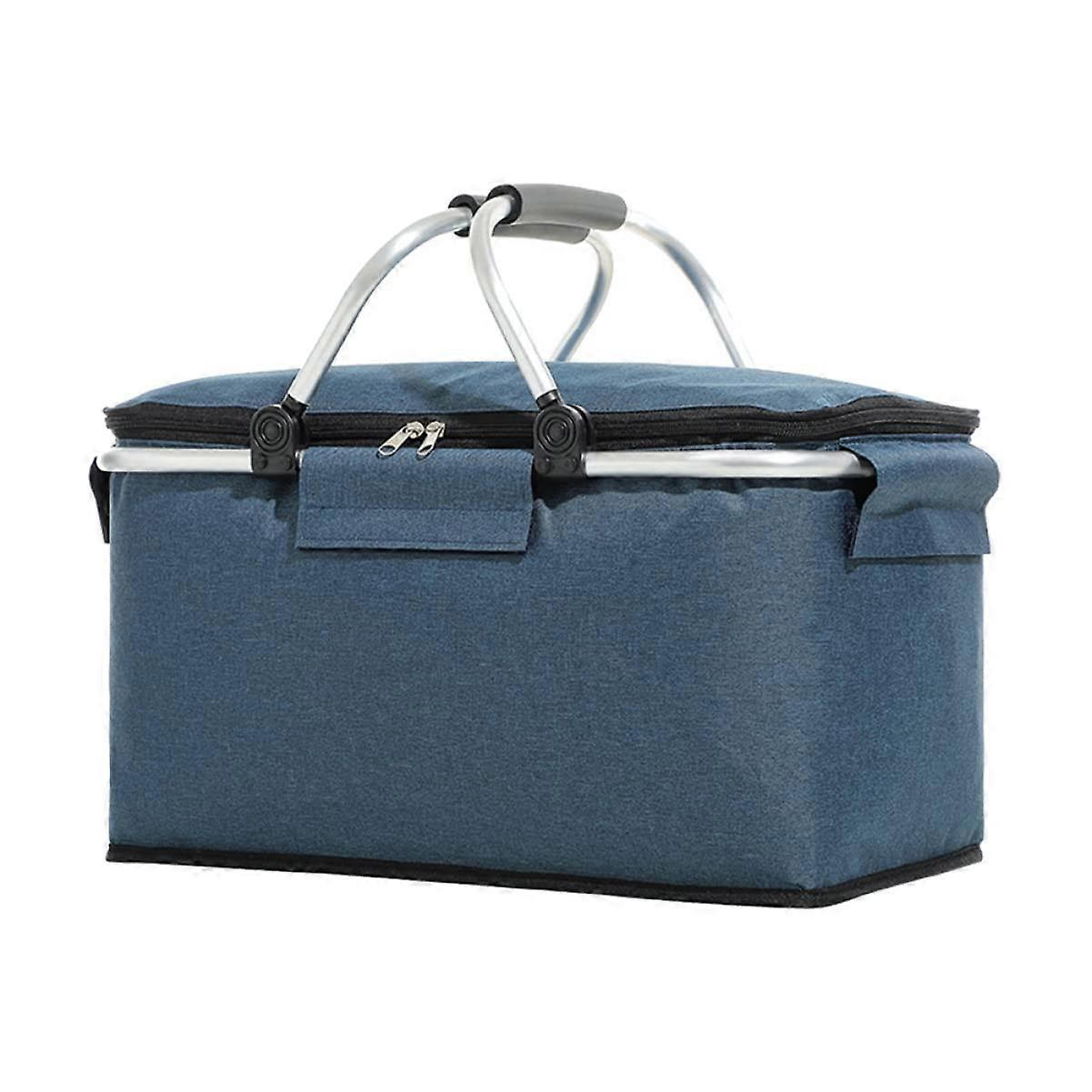 1Pc Portable Insulated Picnic Basket Cooler Bag Foldable Design with Handle Durable Frame for Camping Travel Outdoor Picnics