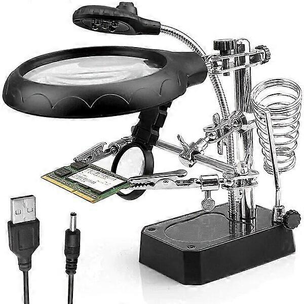Welding magnifier, adjustable magnification, auxiliary lens for easy retraction